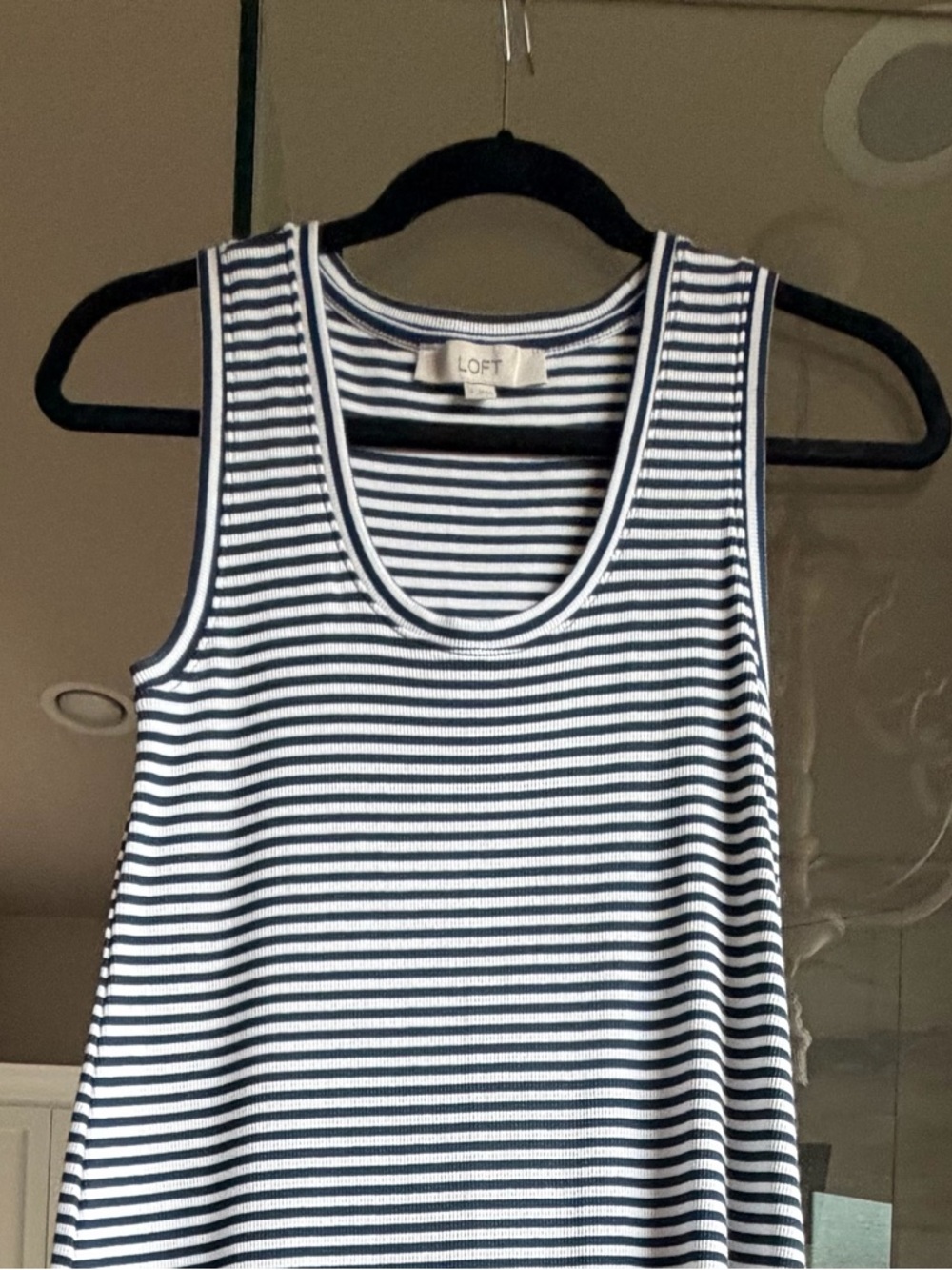 LOFT Navy and White Striped Sleeveless Tank